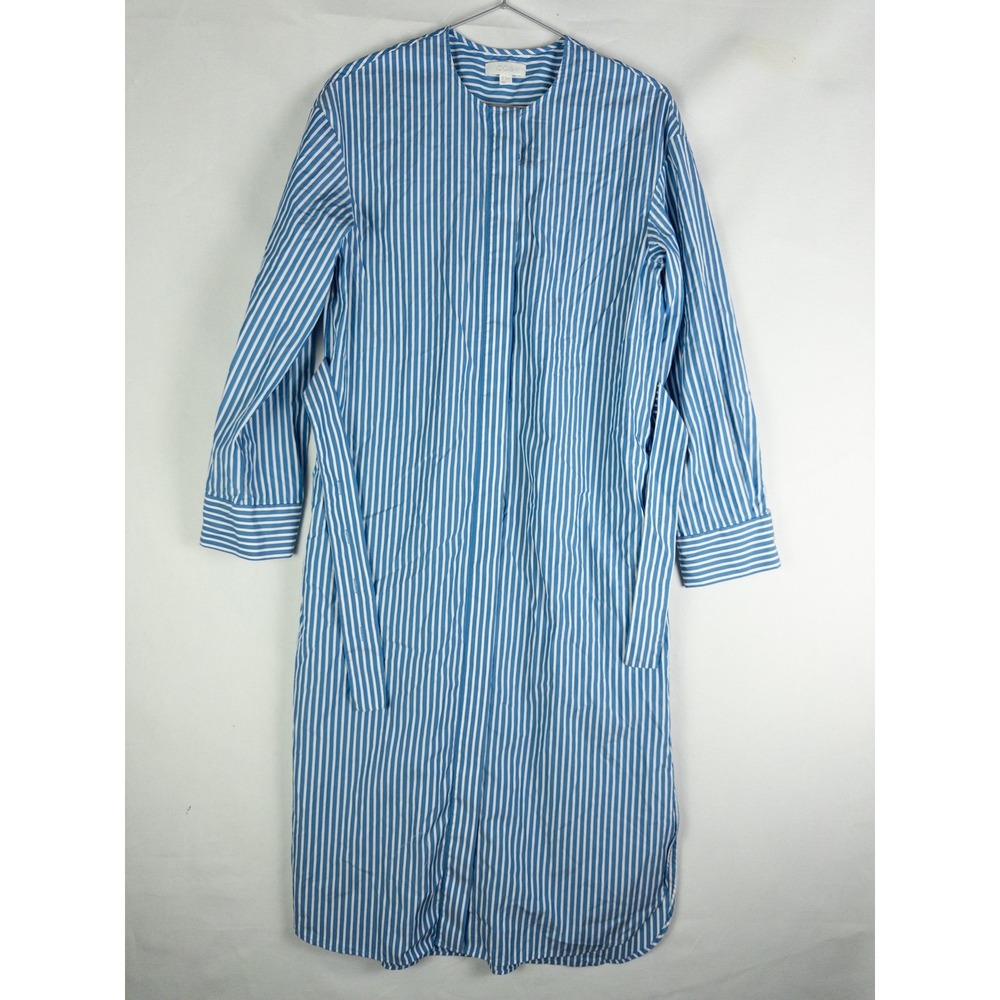 COS Striped Cotton Midi Shirt Dress Womens FR 34 Blue White Minimalist Coastal